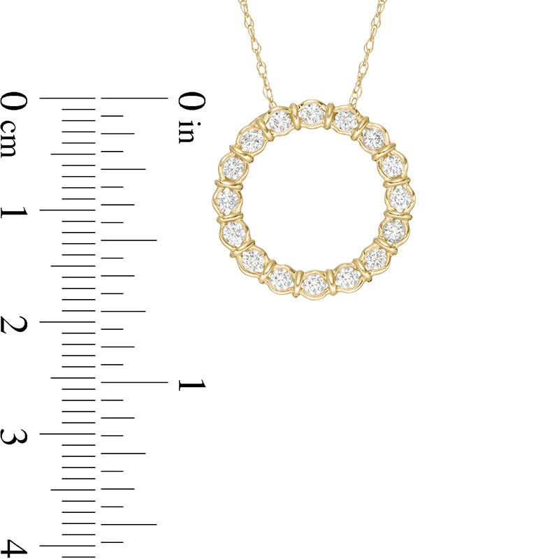 Main Image 3 of 1/2 CT. T.W. Diamond Collar Open Circle Pendant in 10K Gold