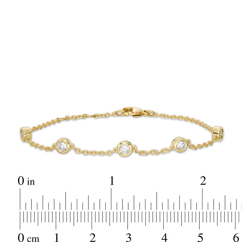 1/2 CT. T.W. Diamond Five Stone Station Bracelet in 10K Gold