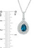 Thumbnail Image 1 of Pear-Shaped London Blue Topaz and Lab-Created White Sapphire Double Frame Teardrop Pendant in Sterling Silver