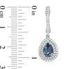 Thumbnail Image 2 of Pear-Shaped London Blue Topaz and Lab-Created White Sapphire Double Frame Drop Earrings in Sterling Silver