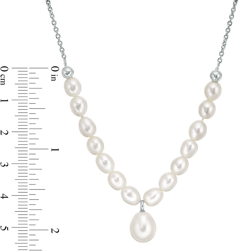 Main Image 2 of 5.0-9.0mm Baroque Freshwater Cultured Pearl Beaded Adjustable "Y" Necklace in Sterling Silver-19"