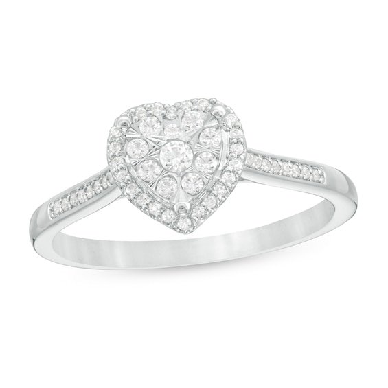 1/4 CT. T.w. Composite Diamond Heart-Shaped Frame Ring in 10K White Gold