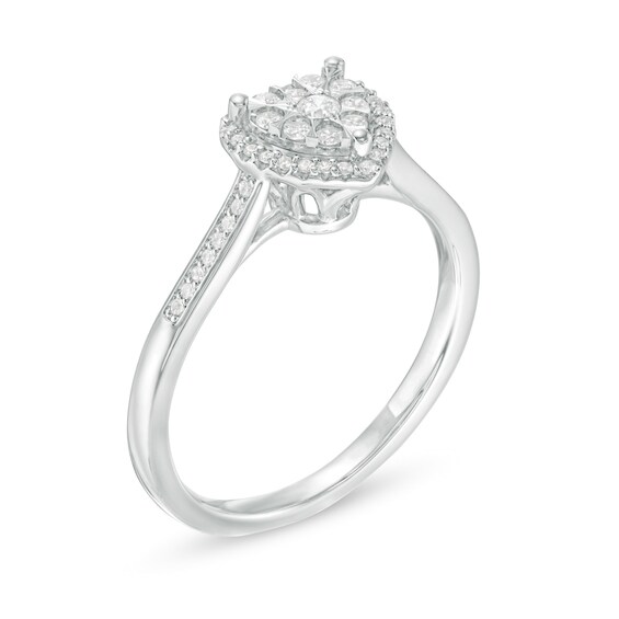 1/4 CT. T.w. Composite Diamond Heart-Shaped Frame Ring in 10K White Gold