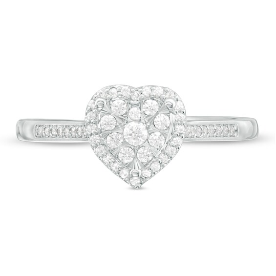 1/4 CT. T.w. Composite Diamond Heart-Shaped Frame Ring in 10K White Gold