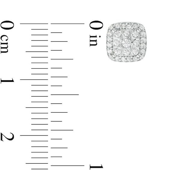 1/4 CT. T.w. Cushion-Shaped Multi-Diamond Cushion Frame Stud Earrings in 10K White Gold