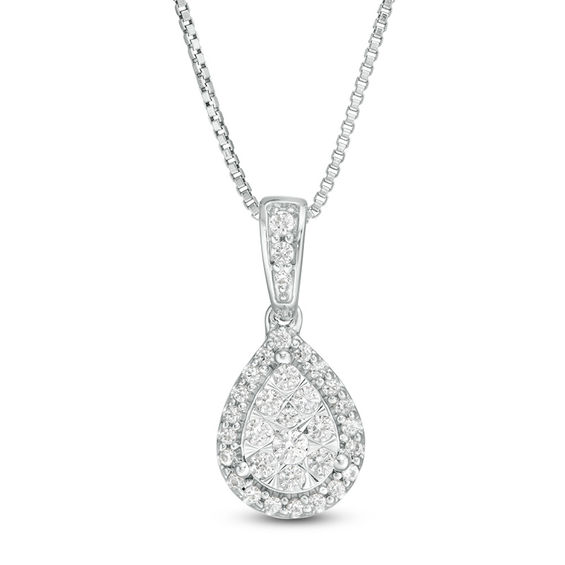 1/4 CT. T.w. Composite Diamond Pear-Shaped Frame Pendant in 10K White Gold