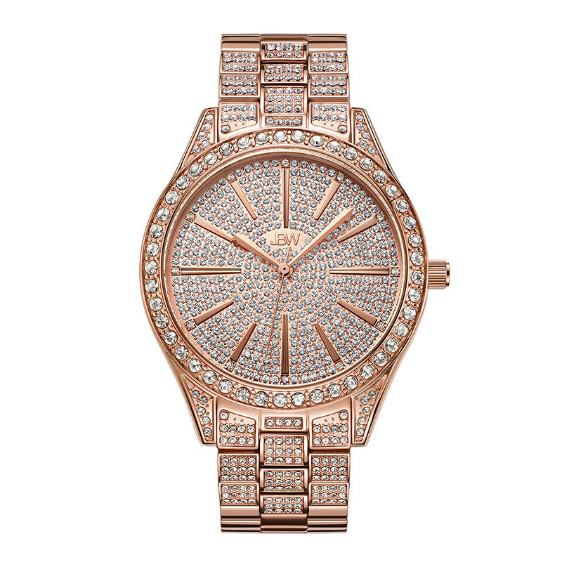 Ladies' JBW Cristal 1/8 CT. T.W. Diamond and Crystal Accent 18K Rose Gold Plate Watch (Model: J6346B)