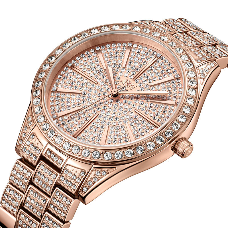 Ladies' JBW Cristal 1/8 CT. T.W. Diamond and Crystal Accent 18K Rose Gold Plate Watch (Model: J6346B)