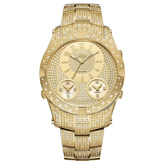 Men's JBW Jet Setter III 1-1/5 CT. T.w. Diamond 18K Gold Plate Watch (Model: J6348A)