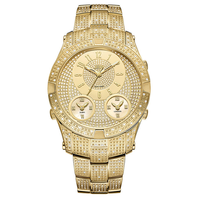 Men's JBW Jet Setter III 1-1/5 CT. T.W. Diamond 18K Gold Plate Watch (Model: J6348A)