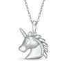 Thumbnail Image 0 of Diamond Accent Profile Unicorn Head Pendant in Sterling Silver