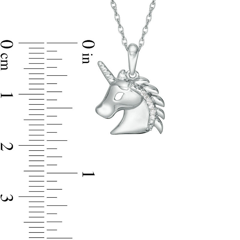 Diamond Accent Profile Unicorn Head Pendant in Sterling Silver