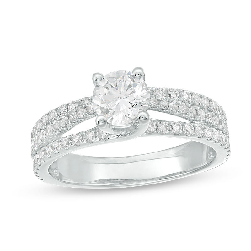 1-1/2 CT. T.W. Diamond Split Shank Engagement Ring in 14K White Gold