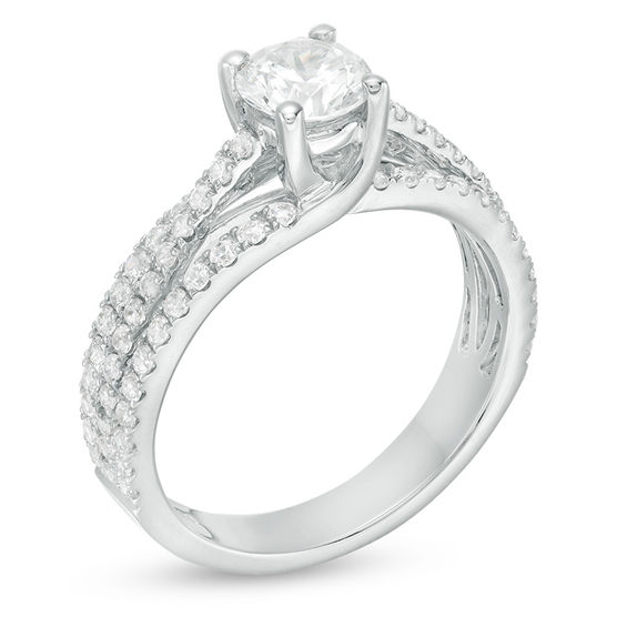 1-1/2 CT. T.w. Diamond Split Shank Engagement Ring in 14K White Gold