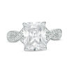 Thumbnail Image 3 of Radiant-Cut Lab-Created White Sapphire Vintage-Style Crossover Ring in Sterling Silver