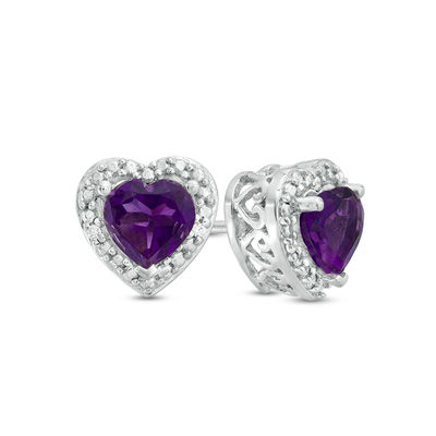 heart shaped stud earrings silver