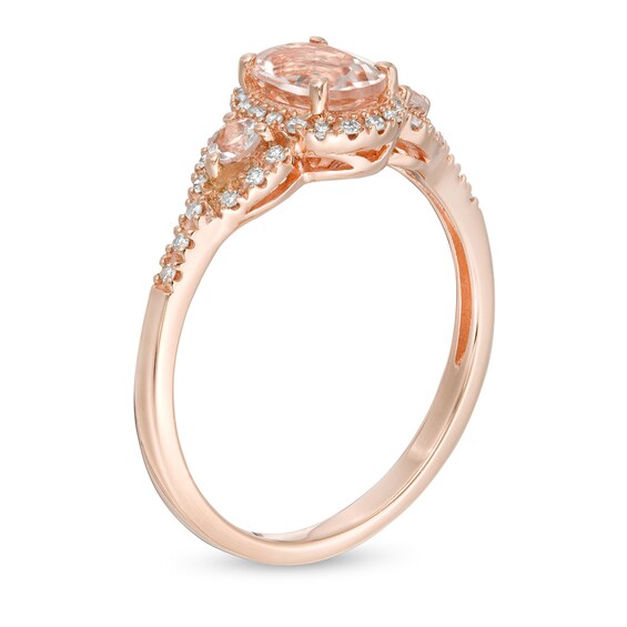 Oval Morganite and 1/10 CT. T.w. Diamond Frame Ring in 10K Rose Gold