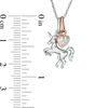 Thumbnail Image 1 of 1/20 CT. T.W. Diamond Unicorn and Heart Charms Pendant in Sterling Silver and 10K Rose Gold