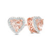 Thumbnail Image 0 of 5.0mm Heart-Shaped Morganite and Diamond Accent Bead Frame Stud Earrings in Sterling Silver with 14K Rose Gold Plate