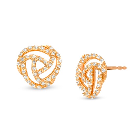 1/5 CT. T.w. Diamond Open Love Knot Stud Earrings in 10K Rose Gold