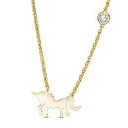 1/20 CT. Diamond Solitaire Unicorn Necklace in Sterling Silver with 14K Gold Plate