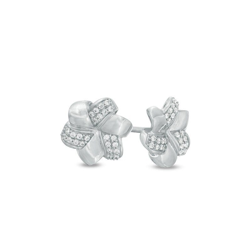 Main Image 1 of 1/6 CT. T.W. Diamond Pinwheel Stud Earrings in 10K White Gold