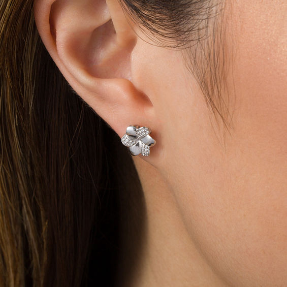 1/6 CT. T.w. Diamond Pinwheel Stud Earrings in 10K White Gold