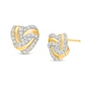 Thumbnail Image 1 of 1/8 CT. T.W. Diamond Heart-Shaped Love Knot Stud Earrings in 10K Gold