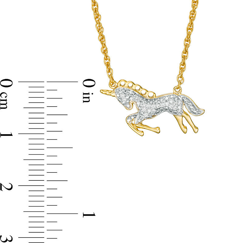 1/15 CT. T.W. Diamond Bowing Unicorn Necklace in Sterling Silver and 14K Gold Plate