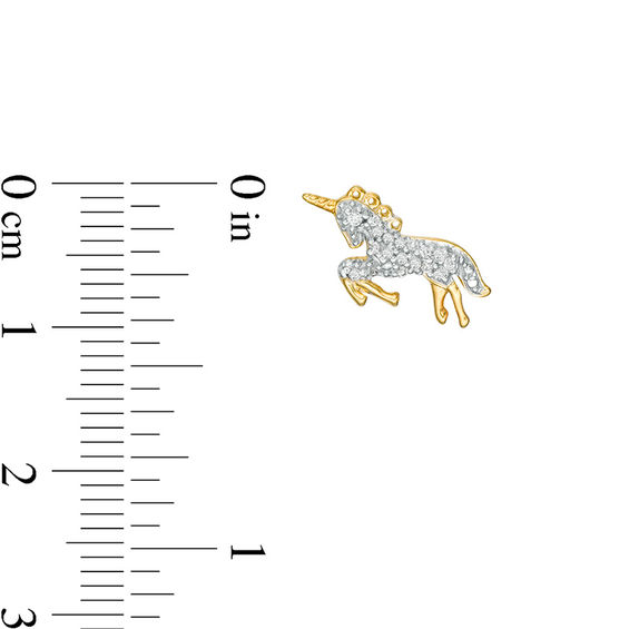 1/10 CT. T.w. Bowing Unicorn Stud Earrings in Sterling Silver and 14K Gold Plate