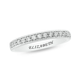 1/4 CT. T.W. Diamond Vintage-Style Engravable Anniversary Band in 10K White, Yellow or Rose Gold (1 Line)