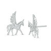 Thumbnail Image 0 of 1/8 CT. T.W. Diamond Winged Bucking Unicorn Stud Earrings in Sterling Silver