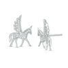 Thumbnail Image 1 of 1/8 CT. T.W. Diamond Winged Bucking Unicorn Stud Earrings in Sterling Silver
