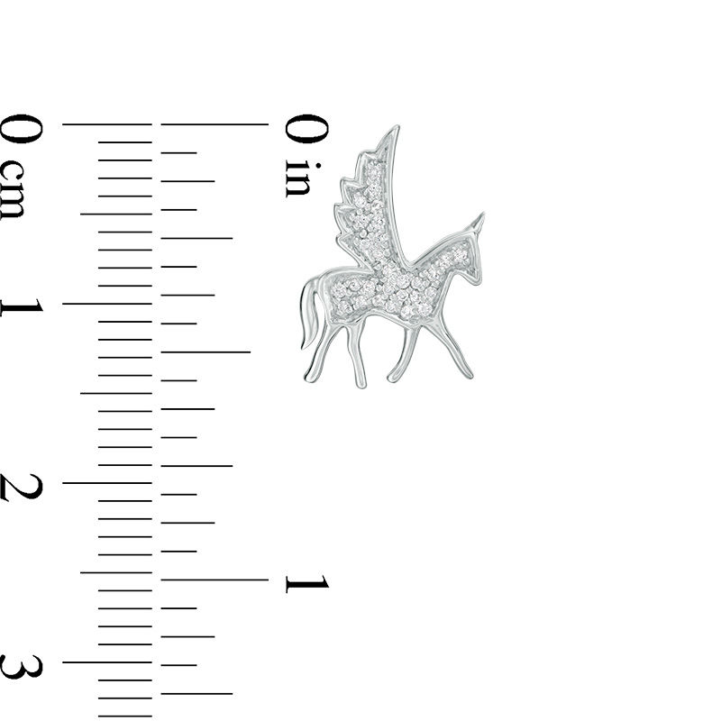 Main Image 3 of 1/8 CT. T.W. Diamond Winged Bucking Unicorn Stud Earrings in Sterling Silver