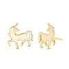 Thumbnail Image 0 of Diamond Accent Solitaire Prancing Unicorn Stud Earrings in Sterling Silver with 14K Gold Plate