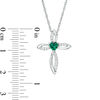 Thumbnail Image 2 of 4.0mm Heart-Shaped Lab-Created Emerald and White Sapphire Pointed Loop Cross Pendant in Sterling Silver