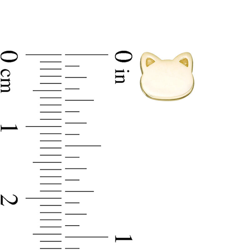 Main Image 3 of Cat Face Silhouette Stud Earrings in 14K Gold