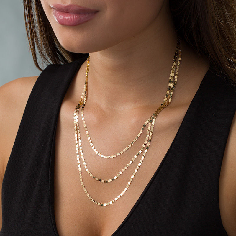 Main Image 2 of Adjustable Triple Strand 2.7mm Valentino Chain Necklace in 14K Gold - 20"