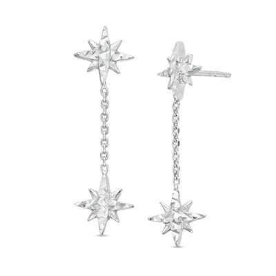 Diamond Cut Double Star Drop Earrings In 14k White Gold Zales Diamond Cut Double Star Drop Earrings In 14k White Gold Zales