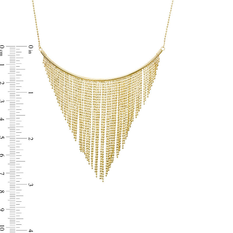 Main Image 3 of Diamond-Cut Tapered Fringe Chain Bib Necklace in 10K Gold