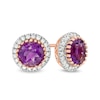 Thumbnail Image 0 of 6.0mm Amethyst and 1/5 CT. T.W. Diamond Frame Stud Earrings in 10K Rose Gold