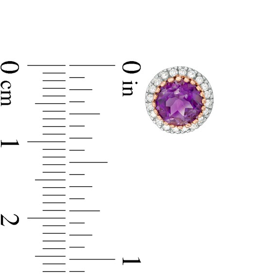 6.0mm Amethyst and 1/5 CT. T.w. Diamond Frame Stud Earrings in 10K Rose Gold