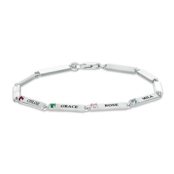 family birthstone link bracelet