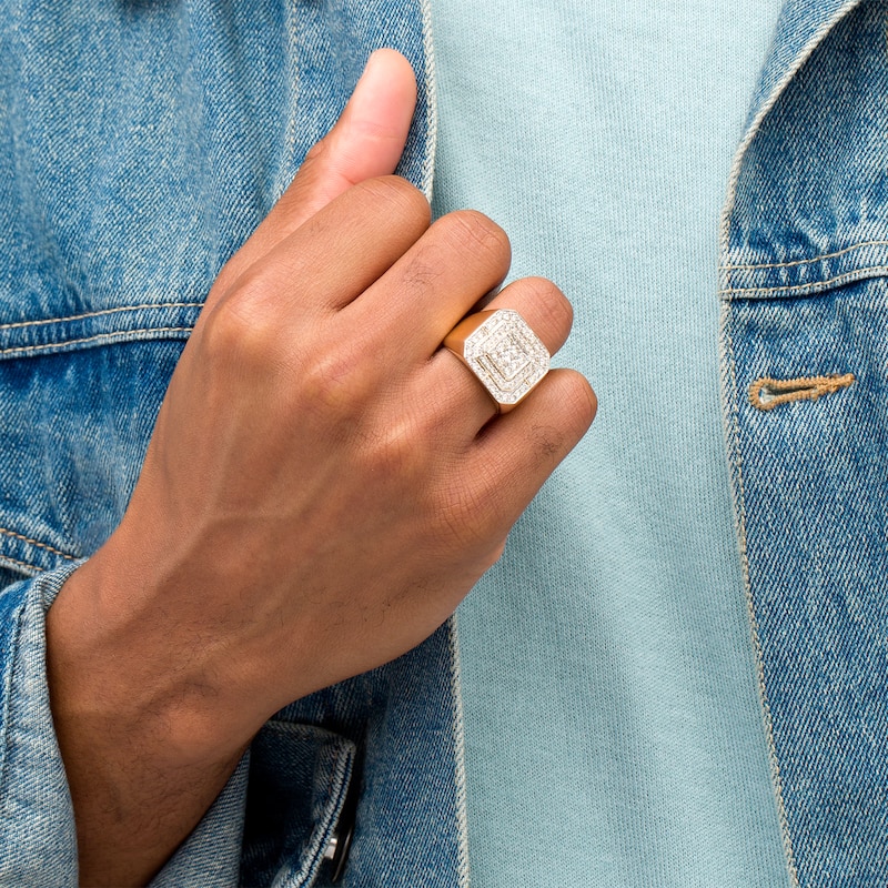 Main Image 2 of Men's 2 CT. T.W. Composite Diamond Double Octagonal Frame Ring in 10K Gold