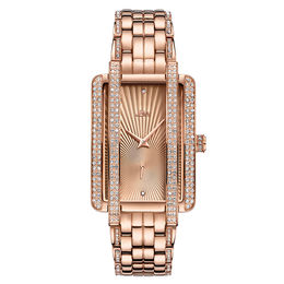 Ladies' JBW Mink 1/8 CT. T.W. Diamond and Crystal 18K Rose Gold Plate Watch with Rectangular Dial (Model: J6358C)
