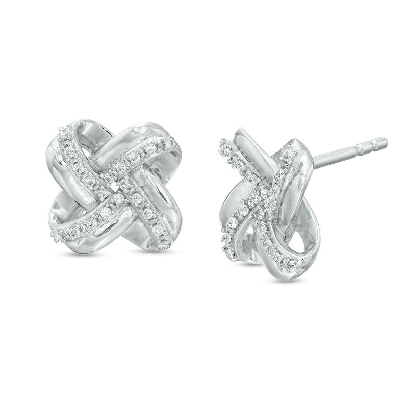 1 10 Ct T W Diamond Love Knot Stud Earrings In 10k White Gold Zales 1 10 Ct T W Diamond Love Knot Stud Earrings In 10k White Gold Zales