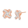 Thumbnail Image 1 of 1/10 CT. T.W. Diamond Love Knot Stud Earrings in 10K Rose Gold