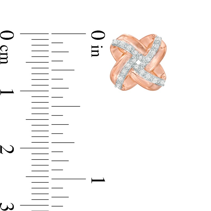Main Image 3 of 1/10 CT. T.W. Diamond Love Knot Stud Earrings in 10K Rose Gold