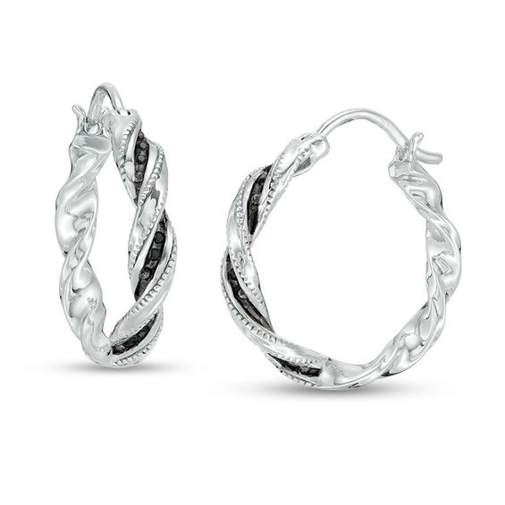 Zales   Diamond Accent Loose Braid Hoop Earrings in Sterling Silver NWT 
