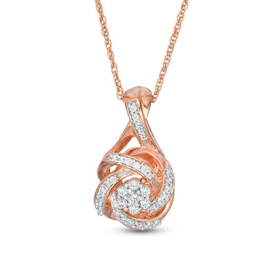1 4 Ct T W Composite Diamond Love Knot Pendant In 10k Rose Gold Zales